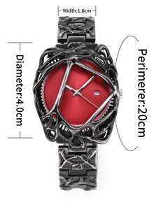 1pc Vintage Spider Shaped Alloy Material Men's Wrist Watch, With Waterproof, Calendar, Luminous Display, Best Gift For Halloween, Christmas - Burgundy - View 5