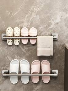 1-Piece Dark Gray Metal Adhesive Storage Rack - Damage-Free Wall Organizer (Fits Plates/Slippers/Towels) (Sleek Modern Design) - Ideal For Daily Home Use - Multicolor - View 3