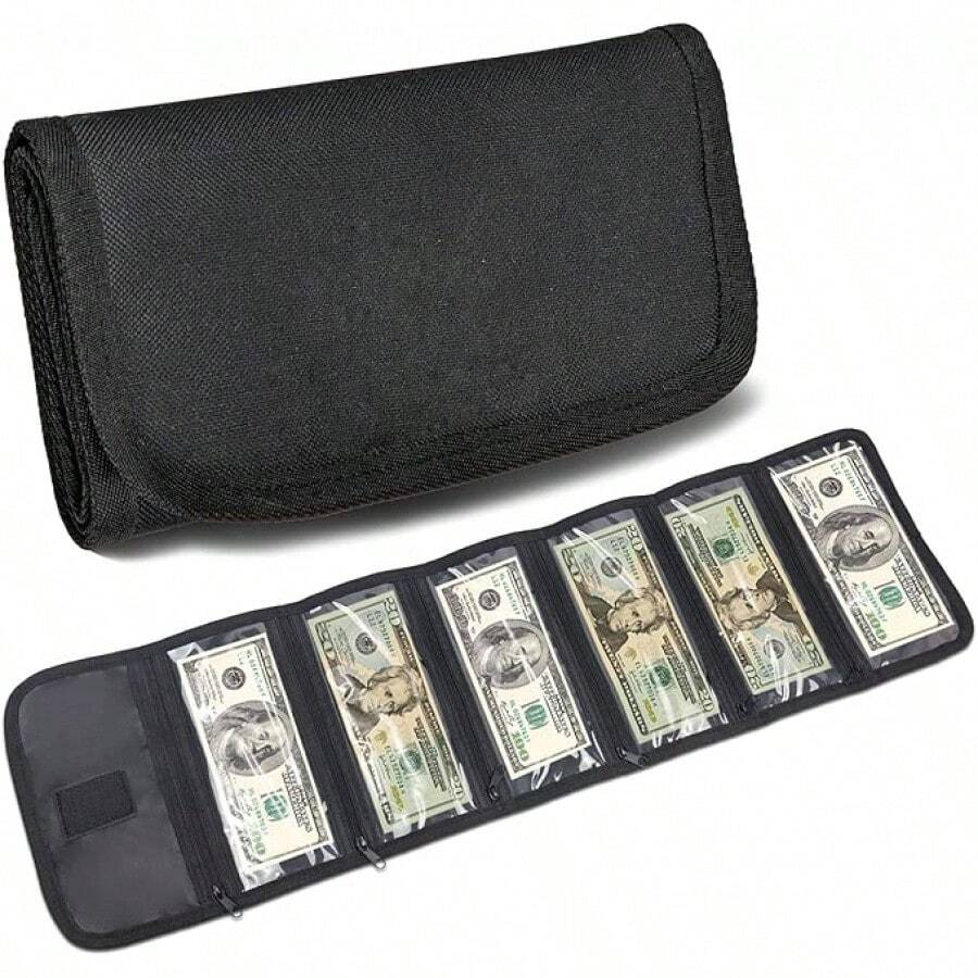 Carteras De Cuero Genuino, Rfid, Delgadas, Billetera Triple - Negro - Ver 1