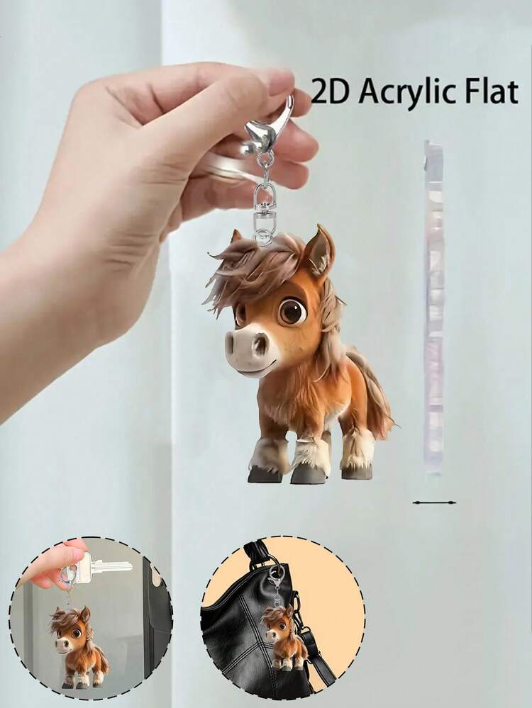 2d Flat Acrylic Cartoon Pony Bag Charms, Acrylic Decorative Car Charms, Cute Pony Family Keychains, Lobster Charms, Adorable Pony Patterns, Headphone Charms, Phone Case Charms - Ideal For Hanging On Car Keys, Backpacks, And Handbags, Home Decorations, Car Rearview Mirrors, Perfect For Holidays, Birthdays, Valentine'S Day, Weddings, Anniversaries, Party Gifts, And Souvenirs - Multicolor - View 4