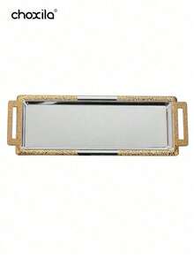 choxila 1个铁艺浮雕金色长托盘，带把手，适用于盛放菜肴，中东风格托盘，带盖盛菜碗，水果碗，椰枣碗，居家、餐厅、聚会、斋月期间均可使用。 - Tray - 查看 14