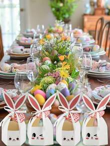 6pcs Gift Packaging Boxes, Bunny Ear Shaped, Easter Candy Boxes, Suitable For Holiday Parties And Themed Events, Gift Wrapping Supplies - Multicolor - View 8