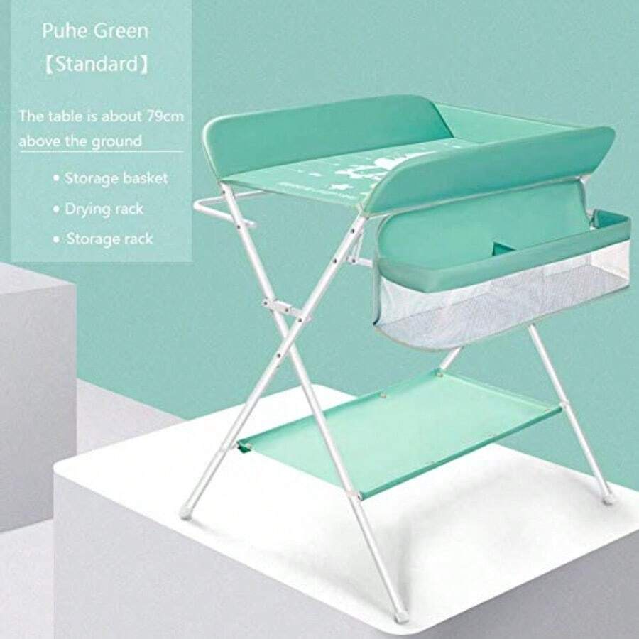 ccMObyat Cambiador de PañaleCambiador de bebé Plegable portátil Mesa para el Cuidado del bebé Multifunción Cinturones de y Bolsas de Almacenamiento Ahorro de Espacio y Estable Gris ann - gris - Ver 1