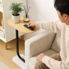 Mesa Auxiliar En Forma Mesa De Centro Modernas, Mesa Auxiliar De Acero Inoxidable Para Sala Y Recámara, Mesita De Noche Para Espacios, Alto 60 Cm - Albaricoque - Ver 3