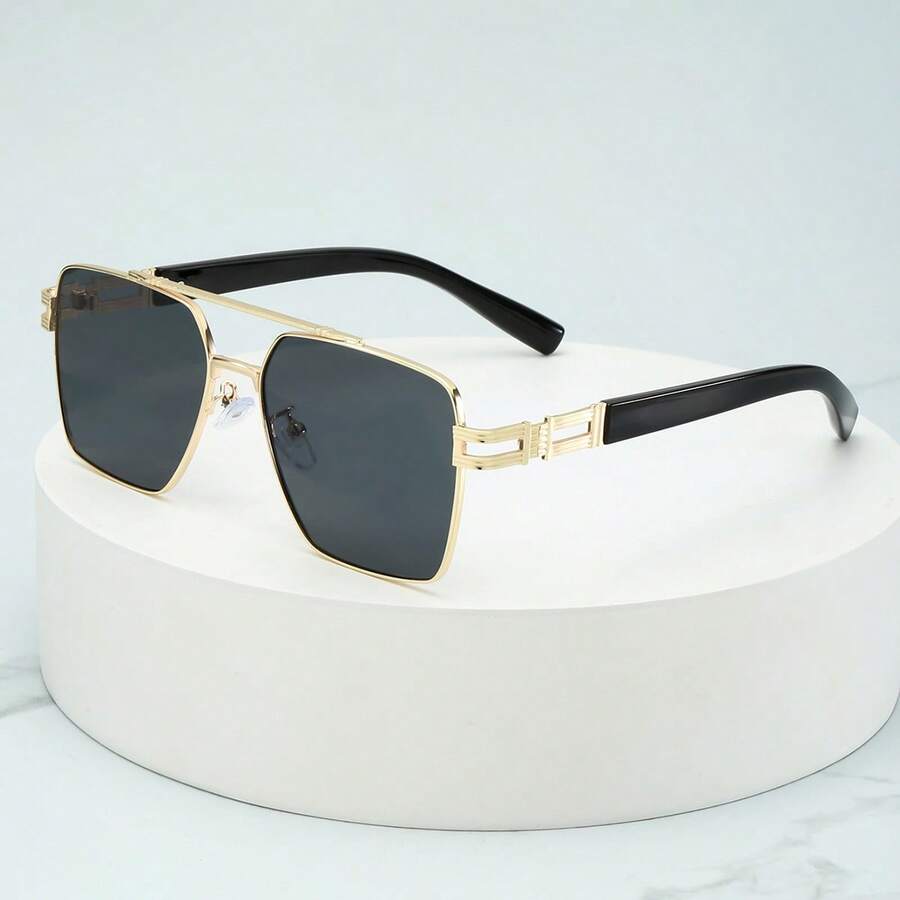 1pc Men's Classic Double Bridge Square Frame High Quality Business Casual Fashion Fashion Glasses (Suitable For Travel, Leisure, Party, Beach, Daily Use) - Multicolor - View 1