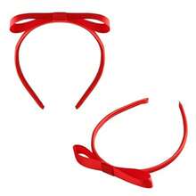 2pcs Red Bow Headband Cute Princess Hair Bow Hoops Red Ribbon Bowknot Hairband For Women Girls Birthday Christmas Costume Party Cosplay Hair Accessories#XSD444 - Đỏ - Xem 1