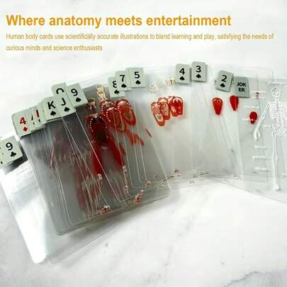 The Body Deck Creative And Fun Human Anatomy Playing Cards, Ergonomically Designed Playing Cards, Waterproof Plastic 3D Skeleton Design, Fun Learning Tool For Card Collectors And Anatomy Enthusiasts, Suitable For Tabletop Games, Halloween, Christmas, Valentine's Day, Thanksgiving, New Year Celebrations, And Family Entertainment Choice