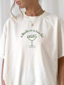 Women's "Bride To Be" T-Shirt, Engagement T-Shirt, Bride T-Shirt, Bachelorette Party T-Shirt, Funny Cotton T-Shirt, Oversized, Short Sleeve, Classic, Thick Cotton - 白色 - 查看 4