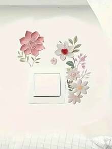 2片/套创意经典花卉图案开关贴纸，可移除，花朵开关贴纸，自粘PVC墙贴，适用于卧室和浴室灯开关、客厅和走廊家居装饰、花卉主题日常家居装饰、书房和浴室装饰，生日、节日、乔迁、洗礼、复活节和母亲节礼物，以及派对礼品 - 彩色 - 查看 4