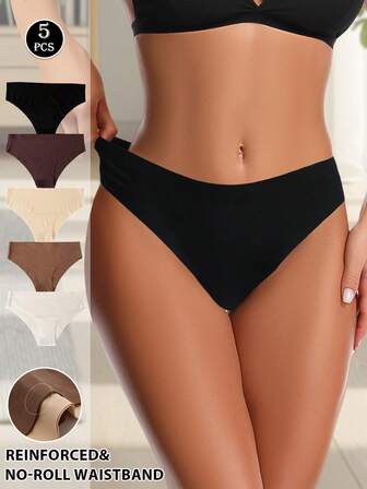 5 st sömlösa trosor låg midja damtrosor stretchiga trosor bekväma underkläder spårlösa triangeltrosor kvinnor mjuka tygunderkläder sexiga kalsonger enfärgade trosor minimalistiska shorts stringtrosor för dagligt bruk