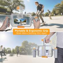 Eonix 3D Printed Phone Cage - Lightweight Handheld Rig For Mobile Filmmaking | Perfect For Vlogging, Outdoor Photography & Video Production - Light Grey - View 5