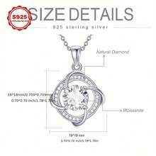 SISGEM Genuine Moissanite Love Knot Necklace In 925 Sterling Silvery For Women, 2 Carat Moissanite Pendant Necklace Natural Moissanite Jewelry Gifts For Birthday Christmas 18-20 Inch - 白色 - 查看 4