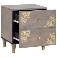 vidaXL Armoire de chevet avec tiroir 2 pcs Gris 40 x 33 x 46 cm - Gris - Voir 1