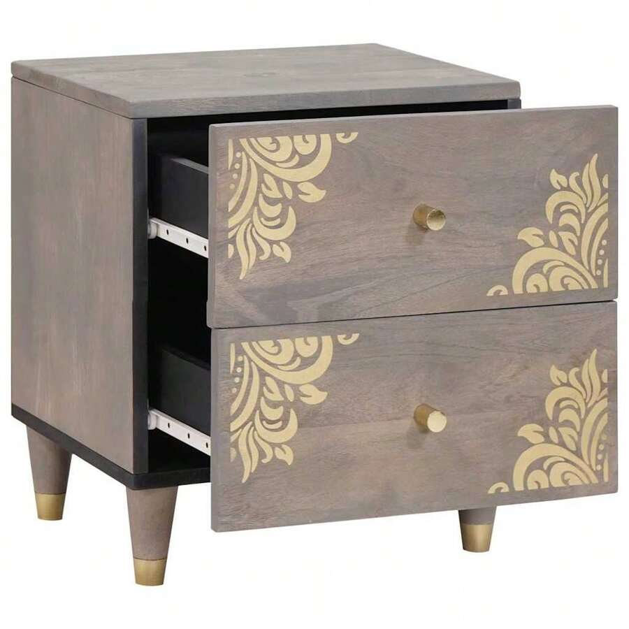 vidaXL Armoire de chevet avec tiroir 2 pcs Gris 40 x 33 x 46 cm - Gris - Voir 1