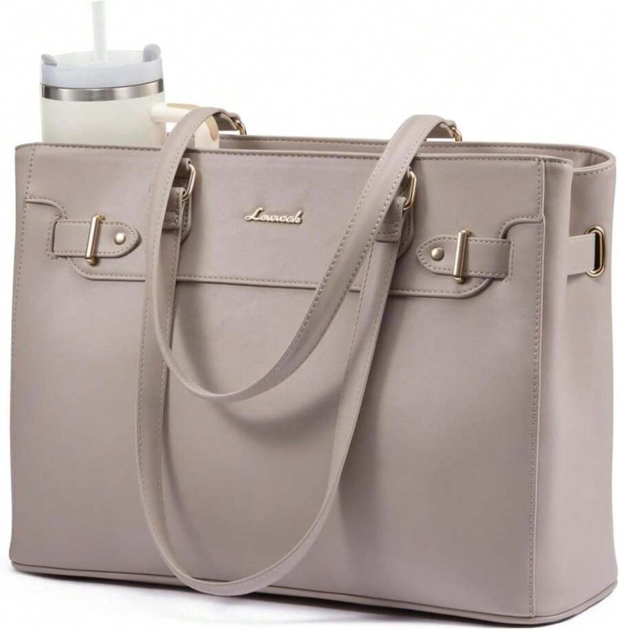 LOVEVOOK Laptop Tote Bag For Women Work, Teacher Tote Bag With Large Cup Holder, 156 Inch Waterproof Leather Computer Bag - ColorE - View 1
