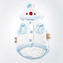 HAZOOWILL Shiny Snowman Dog Hoodie - Sparkling Silver Threads In Sunlight, Built-In Leash Ring, Suitable For Small Dogs Holiday Christmas Winter Outfit, Warm And Adorable - Blue and White - View 8