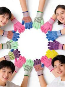 2/5/10pcs Zebra Striped Gloves, Comfortable Breathable Anti-Slip Wear-Resistant Anti-Static With Elastic, Durable Fit For Small & Large Hands, Suitable For Labor, Cleaning, Gardening Activities Such As Digging, Planting, Weeding, Seeding, Unisex, Reduce Fatigue, Protect Your Hands During Work, Random Color - Multicolor - View 3