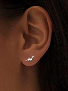 1 Pair S925 Sterling Silver Cute Animal Theme Stud Earrings, Korean/Japanese Style. Suitable For Women, Ideal For Daily Wear, Also A Perfect Gift For Girlfriend, Mother And Sister. - A Pair Of Earrings - View 2