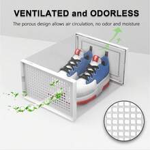 12Pcs Transparent Clear Shoe Storage Box Rack Plastic Organizer Boxers Stackable White/Black UK - White - View 6