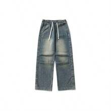 - Pantalones de mezclilla lavados retro para hombre, estilo japons de otoo con cordn - M + Negro11 - Ver 9