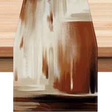 1PC Brown Table Runner Modern Abstract Art Oil Painting Cottage Kitchen Dining Table Decor Indoor And Outdoor Home Party Decoration - Brown - View 8
