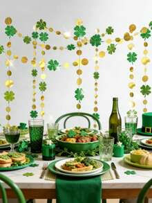 1/2/3/4件装 4米圣帕特里克节三叶草花环装饰 - 爱尔兰绿色悬挂装饰，适用于生日、帕特里克节派对、节日家居墙面装饰 - 彩色 - 查看 6