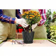 Inch Plant Pots 5 Pack, Flower Planters With Drainage Holes And Trays, Plastic Pots Indoor Outdoor Plants, White - Black + 7inch 5pc - View 5
