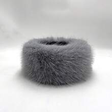 1pc Fashion Faux Fox Fur Headband For Women, Elastic Wide Brim Headband, Neck Warmer, Vintage Warm Ear Protection, Winter Visor Hat Hair Accerssories Headbands For Women Moños Para El Cabello Valentine's Day - 紅色 - 查看 9