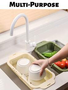 1pc,Collapsible Drain Basket - Multi-Purpose Kitchen Colander For Vegetable Washing, Fruit Serving & Sink Straining - Multicolor - View 3