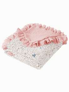 1pc Soft Cotton Floral Baby Blanket With Ruffled Edges, Cozy Infant Nursery Blanket - Nhiều màu - Xem 9