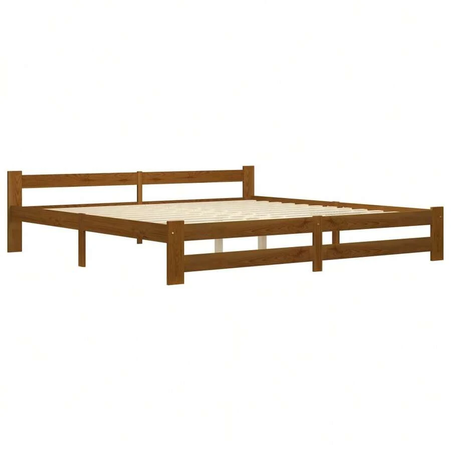 vidaXL Cadre de lit sans matelas marrone miele bois pin massiccio 200x200 cm - Castano - Visualizzare 1