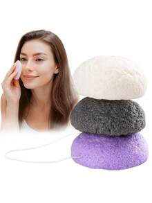 3个装天然洁面海绵，去角质，魔芋海绵，含活性炭，可用于清洁面部和身体，天然魔芋海绵套装，专业美容师使用，家用日常清洁海绵。 - 彩色 - 查看 9