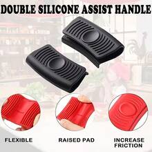 2pcs Silicone Pot Holder Sleeves, Non-Slip Heat Resistant Pot Handle Grips, Hot Pot Holder Pads, Soft , Easy To Clean, Suitable For Frying Pan, Casserole, Steamer, Baking Tray, Home, Kitchen, Restaurant, Bakery - Multicolor - View 3