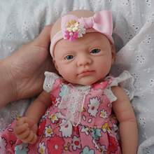 12 Inch Miniature Cute Full Body Soft Silicone Baby Doll Girl With Flower Dress, Lifelike Reborn Doll, Perfect Kids Birthday Christmas Halloween Gift - Multicolor - View 3