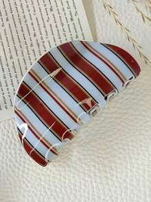 1 chiếc kẹp tóc kiểu Hàn Quốc màu xanh dương và cà phê sọc, chất liệu acrylic, phụ kiện tóc thanh lịch cổ điển dùng cho búi tóc, tóc đuôi ngựa, kẹp tóc cao cấp đa năng, phụ kiện tóc nữ mùa hè, đi biển, nghỉ mát. - Nhiều màu - Xem 8