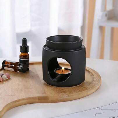 1 Set Ceramic Aromatherapy Oil Burner, Suitable For Essential Oil, Tea Light Candle Heater, Includes Tea Light Holder, Aromatherapy Lamp, Essential Oil Diffuser, Aroma Oil Lamp, Height 4.33 Inches, Width 3.94 Inches, Detachable Bowl (Candles Not Included)