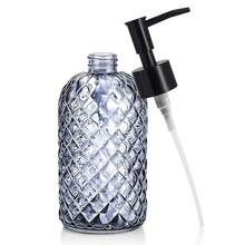 Topsky Gem Glass Soap Dispenser With Black Plastic Pump, 13oz Liquid Hand Soap Dispenser, Rustproof Pump For Kitchen & Bathroom, Great For Lotions, Essential Oil, Liquid Soaps-Grayish Blue - 寶石灰藍色 - 查看 9