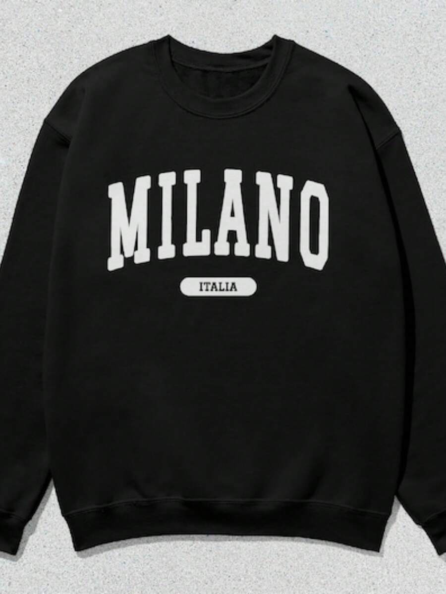 Milano Sweatshirt Italia Collegiate Crewneck Sweater Unisex - Svart - Visa 1