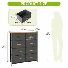 Chest Of Drawers With 8 Drawers,Bedroom Drawers, Fabric Dresser With Wood Top,Drawer Storage Unit For For Bedroom, Living Room, Kids Room