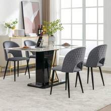 Dining Chair (2 Pcs), Upholstered Designer Chair With Backrest, Velvet Seat, Metal Frame, Adjustable Feet, Diamond Pattern On The Back, Grey - 灰色1 - 查看 3