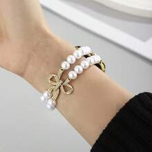 1pc Women's Handmade Beaded Stainless Steel Watch Band Strap Fits 38/40/41/S10-42mm 42/44/45/46/49mm For Apple Watch Ultra/SE/8/7/6/5/4/3/2/1 - Gold - View 4