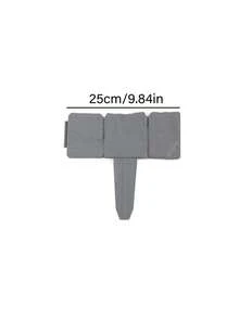 10pcs Gray Faux Stone Plastic Garden Edging Fence, Flower Bed Frame, Garden Yard Decor Fence, Faux Stone Texture Plastic Lawn Garden Border