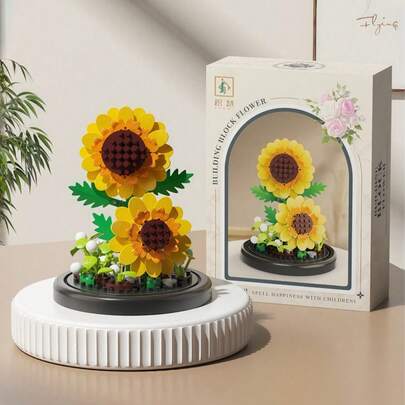 Bộ hoa lắp ghép hình hoa hướng dương, hoa tulip, hoa dành dành, đồ trang trí nhà cửa, bộ đồ chơi hoa, quà Giáng sinh, đồ trang trí thủ công, đồ chơi và quà tặng, quà nhét tất, thích hợp sử dụng trong nhà, trang trí bàn làm việc và phòng khách. Quà nhét tất cho bé trai, quà nhét tất cho trẻ em.