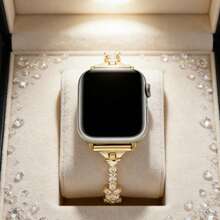 1条表带，不锈钢闪亮水钻手链表带，兼容 - 金色 - 查看 6