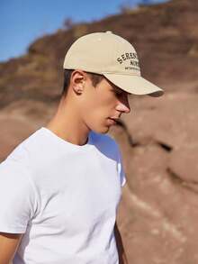 1pc Elegant Polyester Baseball Cap With Striped Band, Suitable For Summer Parties, Dates, Sun Protection, Face Slimming, Unisex - Beige - View 5