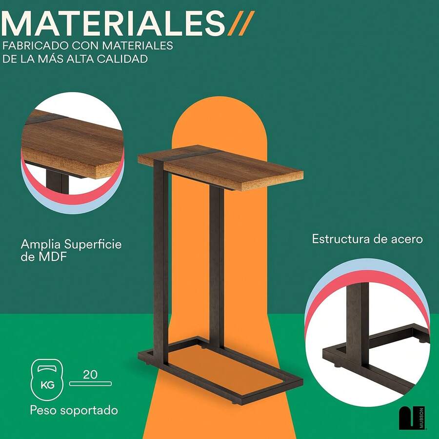 MUBSON Mesa Auxiliar Minimalista para Sofa o Sillon de Madera.Mesa Lateral Boreal para Café, Control de TV, etc.Mesa de Centro para Sala con Altura de 63.Desayunador.Mesa de café - 1 - Ver 1