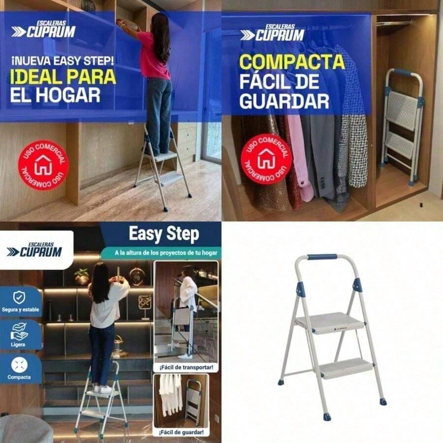 Ladders  &  Escaleras Cuprum Escalera Plegable Easy Step 2 escalones Uso doméstico Carga máx. 150kg C436802A - Gris - Ver 1