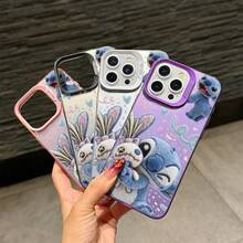 Disney.Fluffy Stitch Patterned Phone Case With Cute Faces And Colorful Accents. Compatible With IPhone 17, 16, 15, 14, 13, 12, And 11 Pro Models. Made Of TPU, With Shockproof Protection. A Perfect Gift For Family, Friends, Birthdays, Spring Festival, Holidays, Boyfriends, Girlfriends, And Valentine's Day. - 紫色 - 查看 2