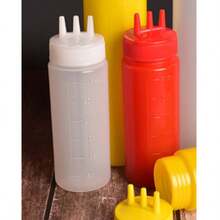 2pcs Multi-Purpose Kitchen Squeeze Bottles With 3-Hole Graduated Design - PE Material, Ideal For Sauces, Condiments & Baking - Includes White, Red And Amber Nozzles, Condiment Dispenser | Modern Kitchenware | Translucent Material, Soy Sauce Squeeze Bottle - Multicolor - View 13