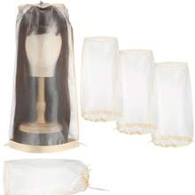 Almacenamiento de cubierta de peluca de 3/5 piezas para proteger pelucas en la cabeza de peluca de maniquí la suciedad y el polvo YLW6 - 3 bolsas blancas - Ver 1